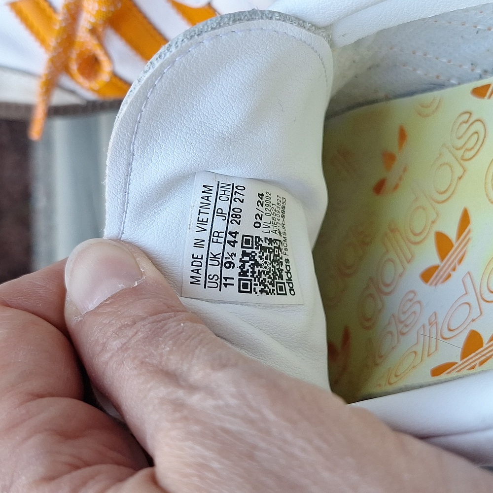 adidas Samba Sneakers White with Orange Stripes and Brown Sole - Picture 11 of 11